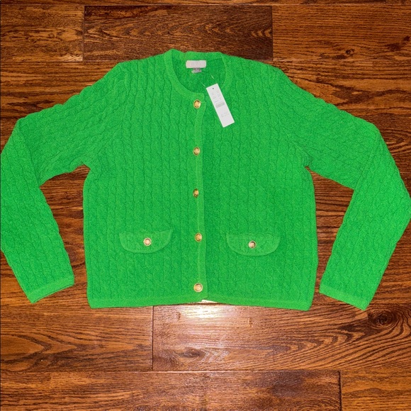 J.Crew Odette cable knit sweater lady jacket in cotton blend boucle Small - Picture 3 of 7